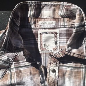 Mens long sleeve snap button down shirt